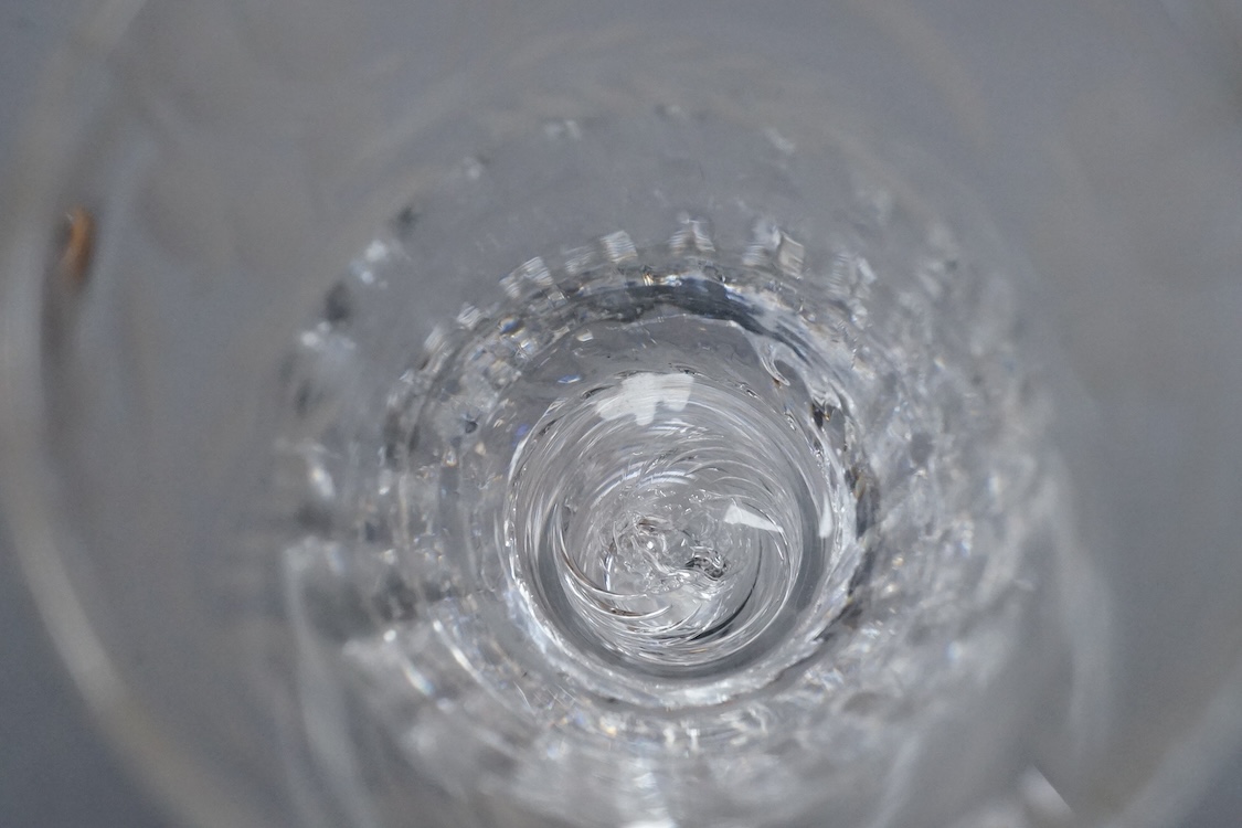 An airtwist cordial glass, c.1760, 17.5cm high